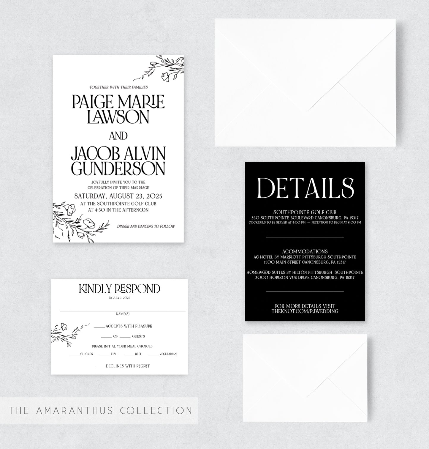 The Amaranthus Collection Wedding Invitation Suite