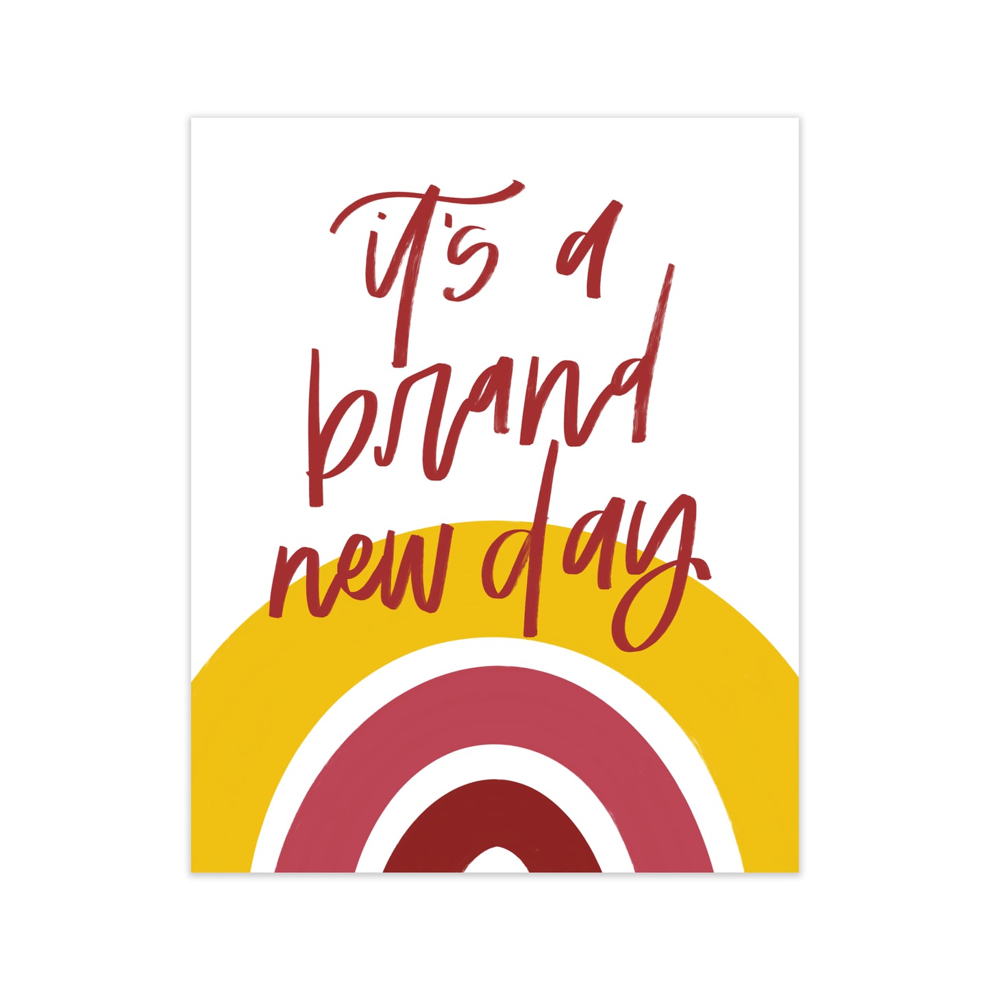 colorful rainbow it's a brand new day calligraphy handlettered oh joyful day art print home decor print