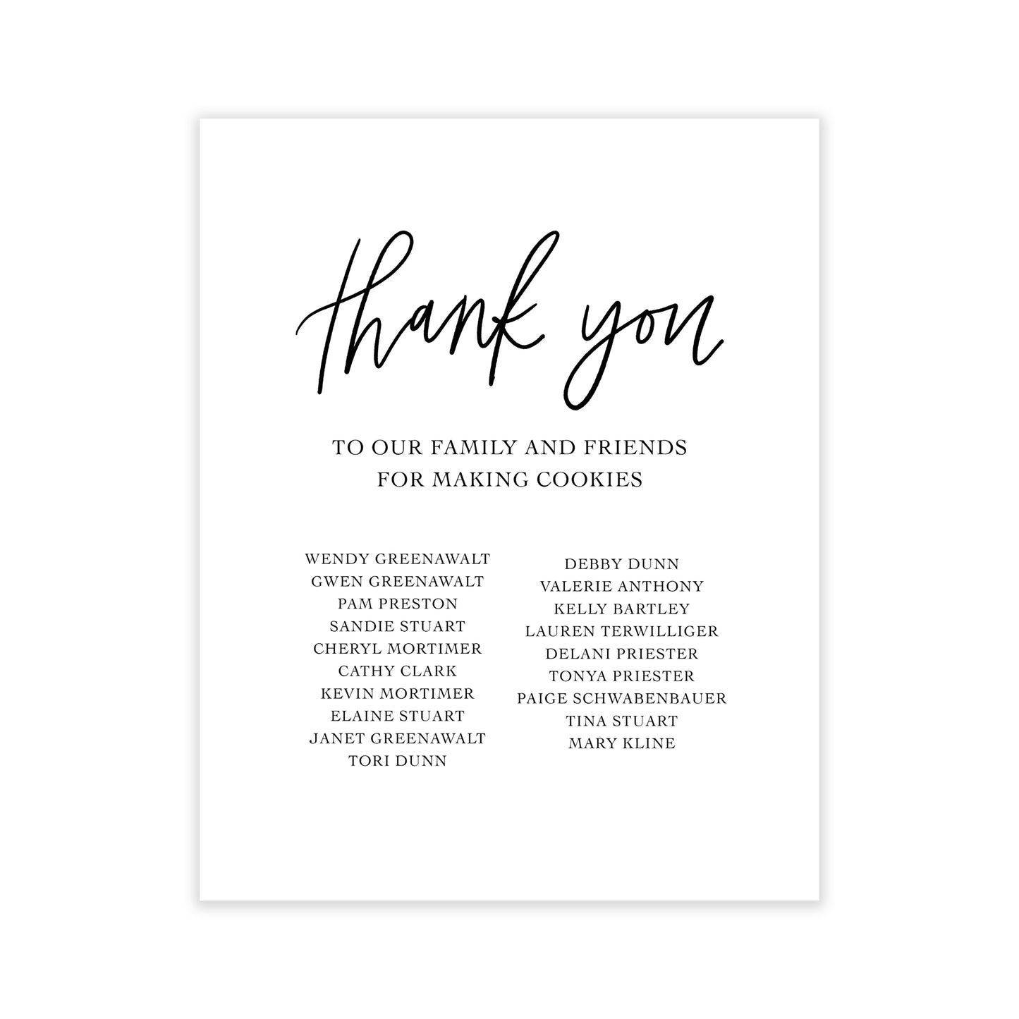 Cookie Table Thank You Print