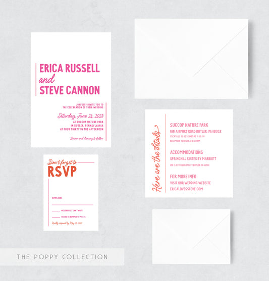 The Poppy Collection Wedding Invitation Suite