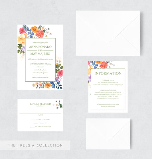 wedding invitation design green and white wedding invitation semi-custom wedding invitation wedding stationery pittsburgh wedding vendor customizable wedding invitation wedding stationer stationery design floral wedding invitation colorful wedding invitation