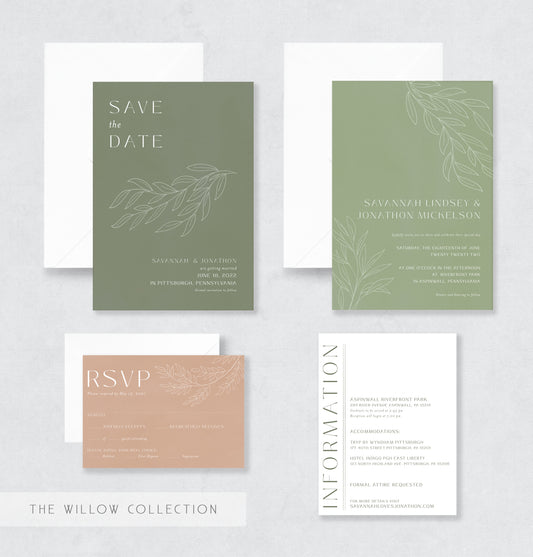 wedding invitation design green and white wedding invitation semi-custom wedding invitation wedding stationery pittsburgh wedding vendor customizable wedding invitation wedding stationer stationery design green wedding orange wedding blush wedding