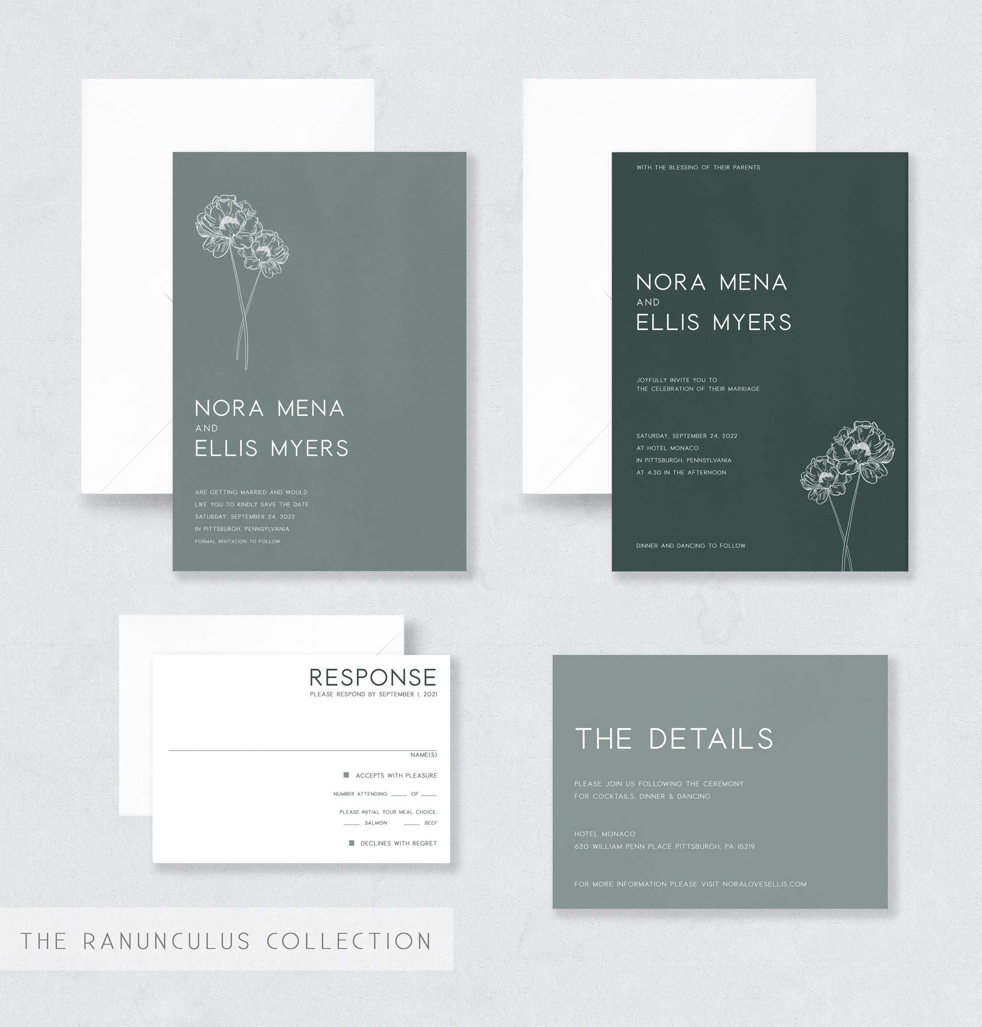 wedding invitation design green and white wedding invitation semi-custom wedding invitation wedding stationery pittsburgh wedding vendor customizable wedding invitation wedding stationer stationery design