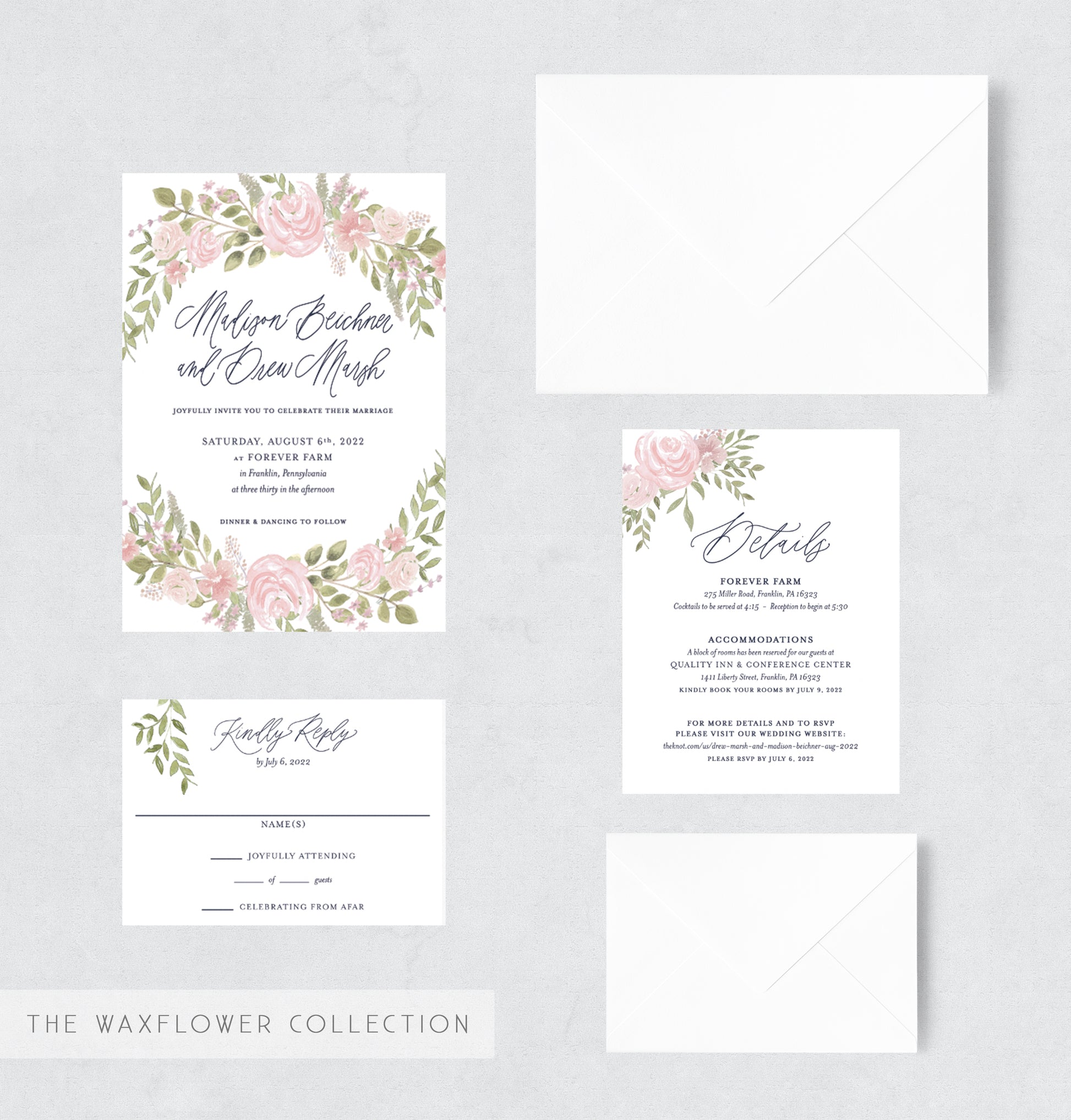 wedding invitation design green and white wedding invitation semi-custom wedding invitation wedding stationery pittsburgh wedding vendor customizable wedding invitation wedding stationer stationery design watercolor flower watercolor floral wedding invitation 
