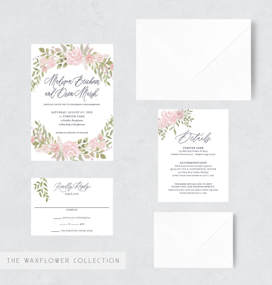 wedding invitation design green and white wedding invitation semi-custom wedding invitation wedding stationery pittsburgh wedding vendor customizable wedding invitation wedding stationer stationery design watercolor flower watercolor floral wedding invitation 