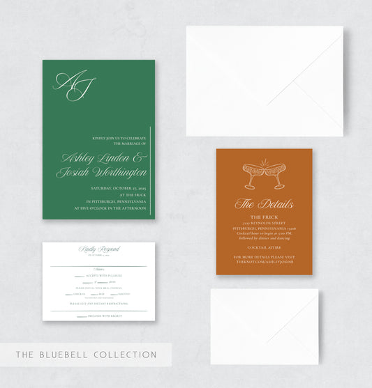 wedding invitation design green and white wedding invitation semi-custom wedding invitation wedding stationery pittsburgh wedding vendor customizable wedding invitation wedding stationer stationery design
