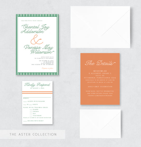wedding invitation design green and white wedding invitation semi-custom wedding invitation wedding stationery pittsburgh wedding vendor customizable wedding invitation wedding stationer stationery design