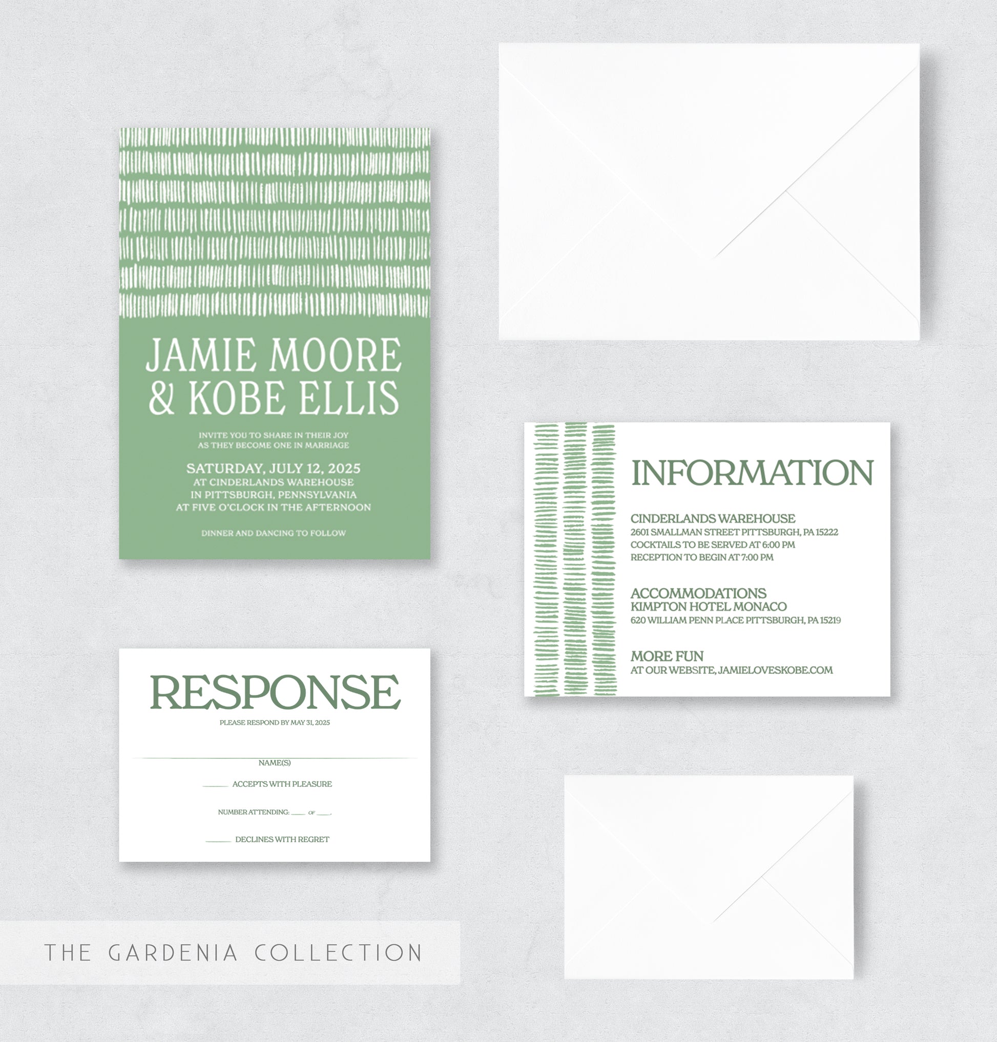 wedding invitation design green and white wedding invitation semi-custom wedding invitation wedding stationery pittsburgh wedding vendor customizable wedding invitation wedding stationer stationery design