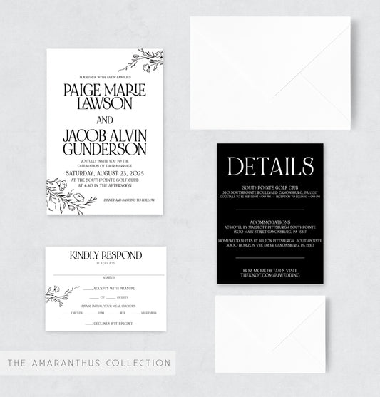 The Amaranthus Collection Wedding Invitation Suite