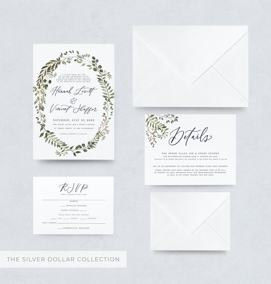 wedding invitation design green and white wedding invitation semi-custom wedding invitation wedding stationery pittsburgh wedding vendor customizable wedding invitation wedding stationer stationery design watercolor greenery watercolor invitations