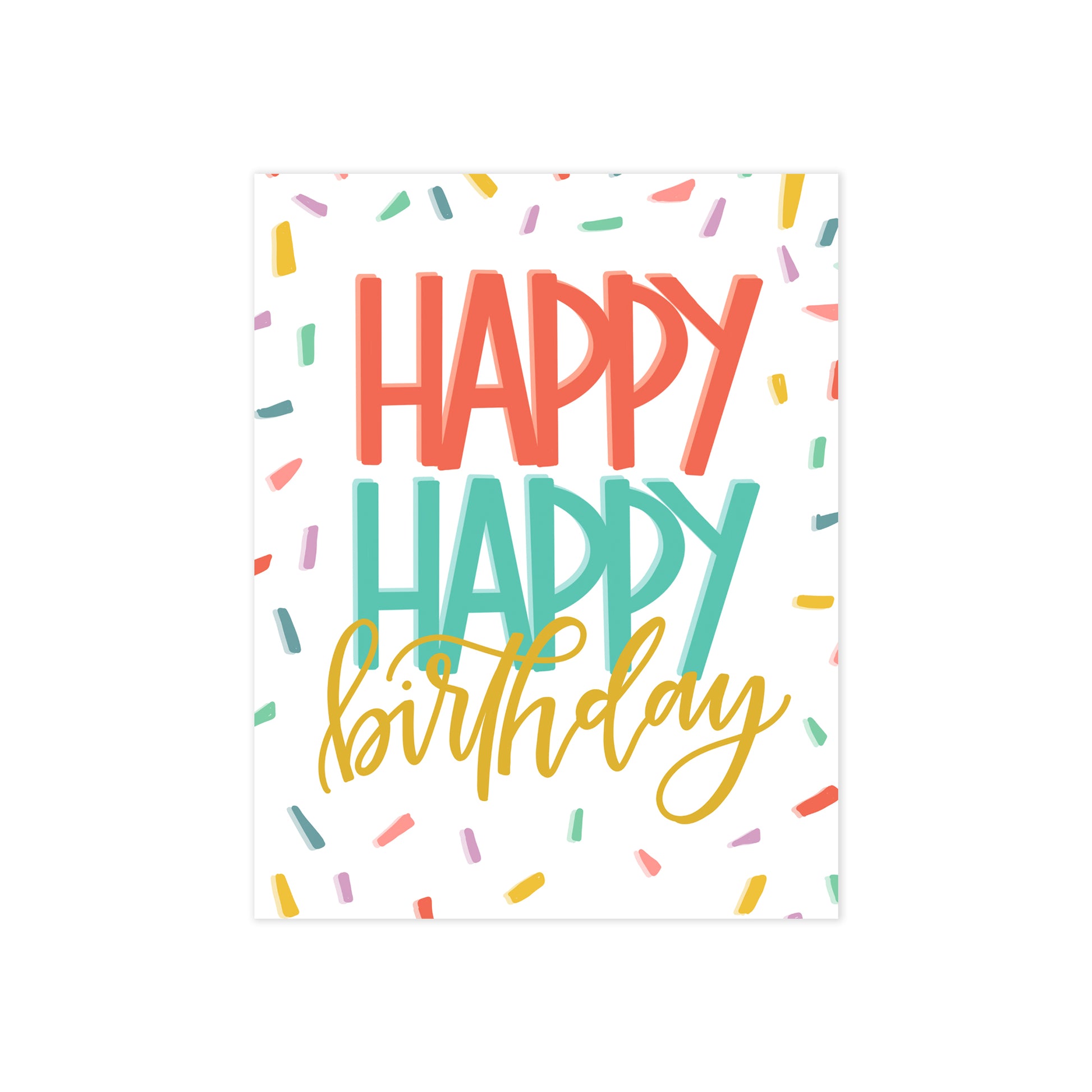 oh joyful day happy happy birthday confetti birthday card birthday greeting card bright colored card calligraphy and hand lettering