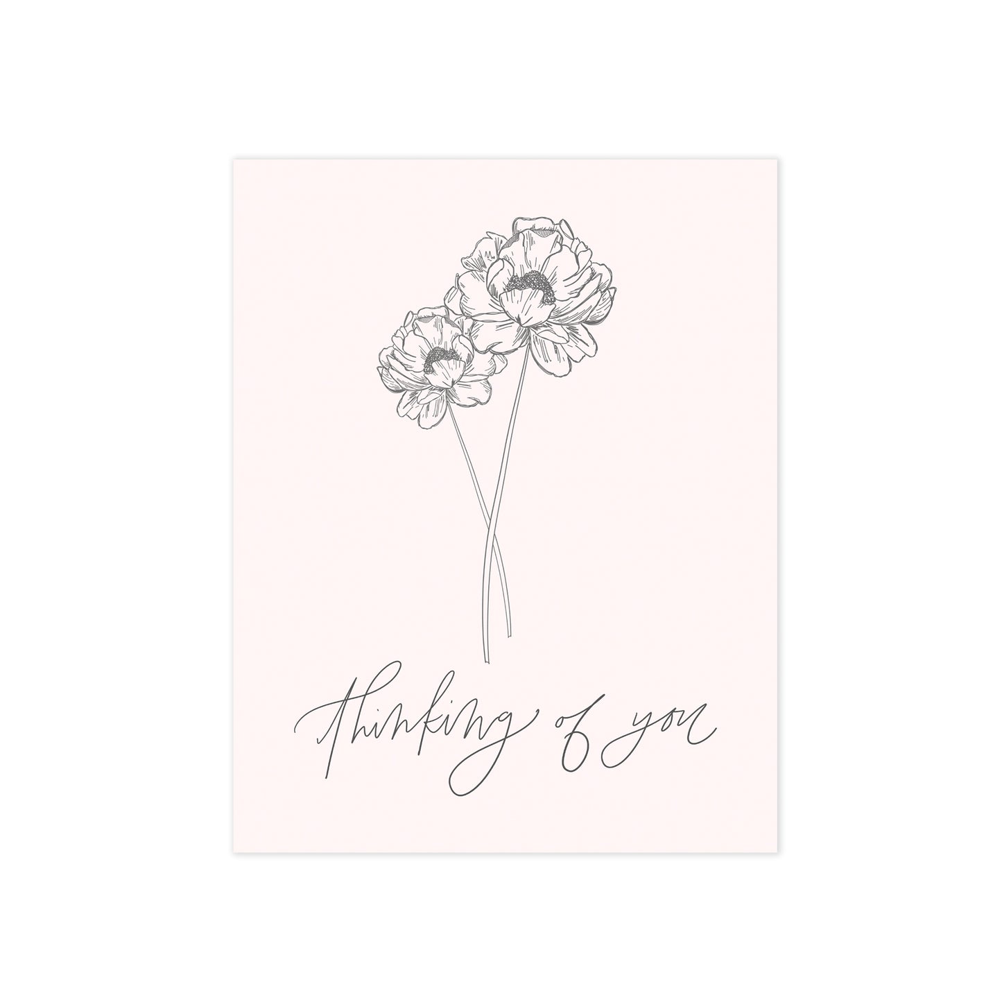 botanical floral illustration blush pink thinking of you oh joyful day greeting card