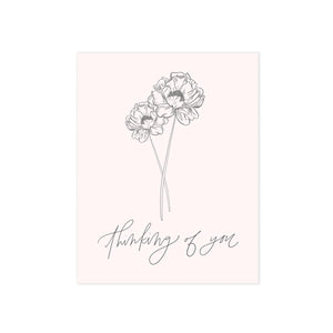 botanical floral illustration blush pink thinking of you oh joyful day greeting card