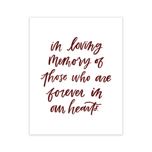 oh joyful day watercolor background brush lettering in loving memory of those who are forever in our hearts wedding memorial print
