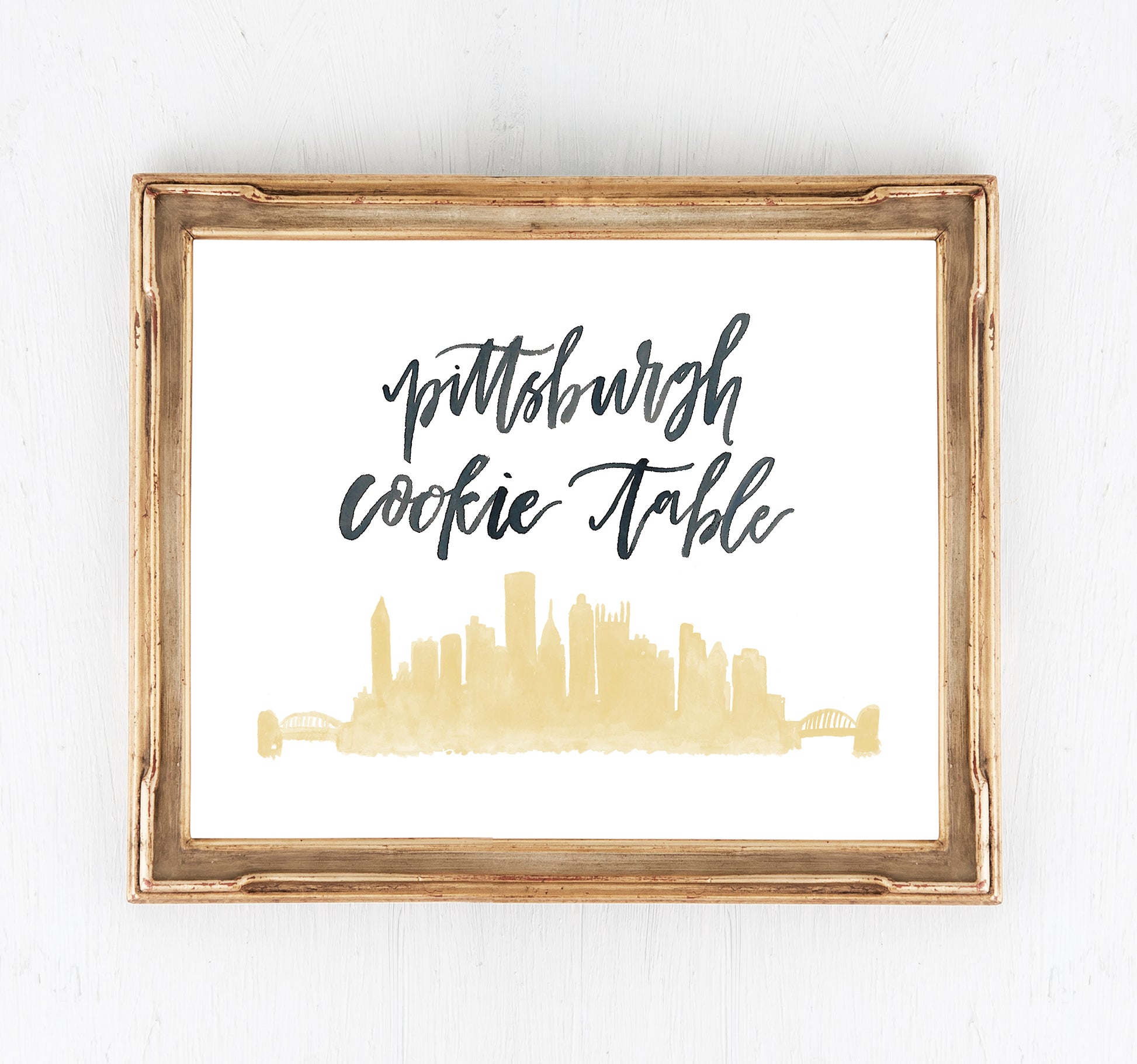 Oh Joyful Day Wedding Day Print Cards and Gifts Print Wedding Day Art Wedding Decorations Watercolor Wedding decorations wedding print wedding day print wedding day art Pittsburgh cookie table sign Pittsburgh cookie table Pittsburgh skyline print Pittsburgh skyline art 
